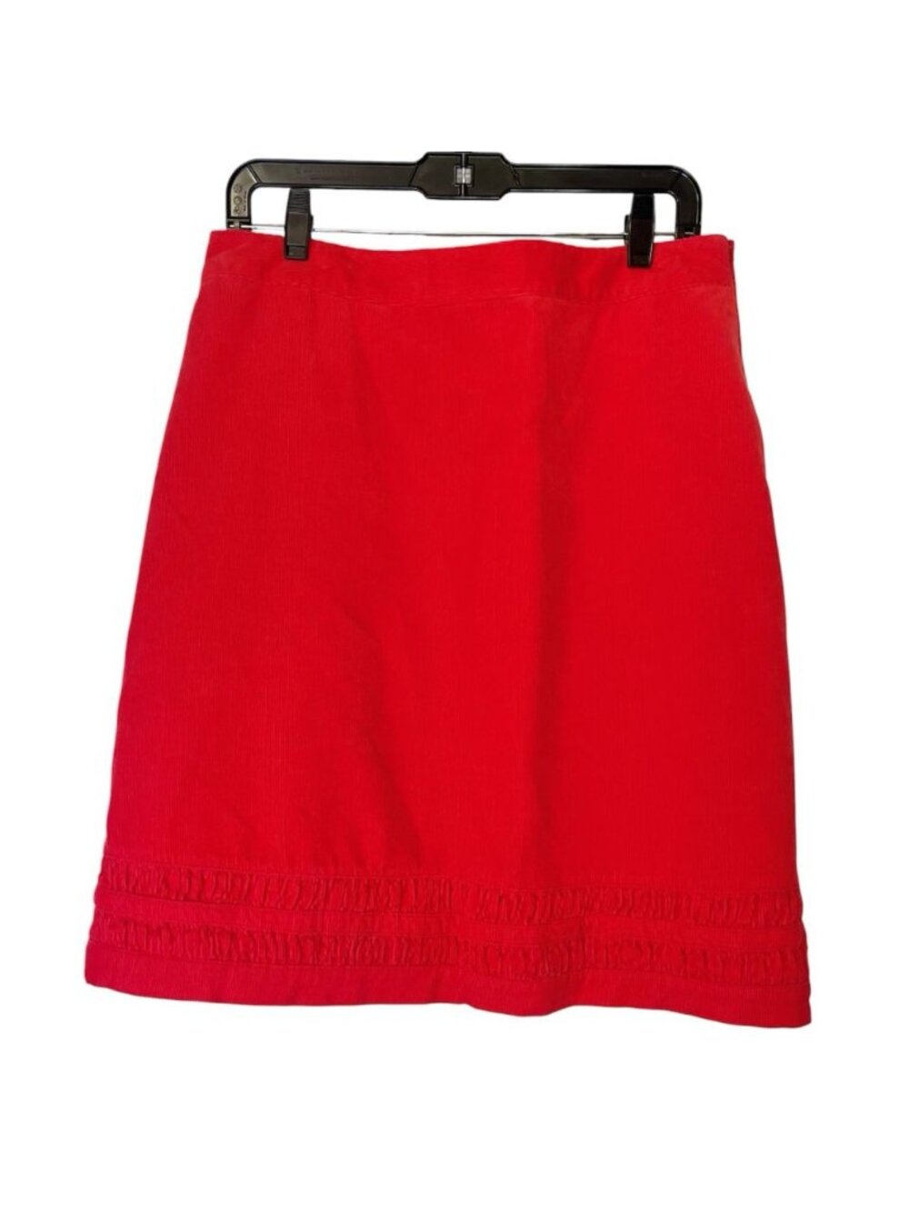Boden Corduroy Skirt Sz 10L Red Micro Cord Straight Classic Midi Pencil Ruffle